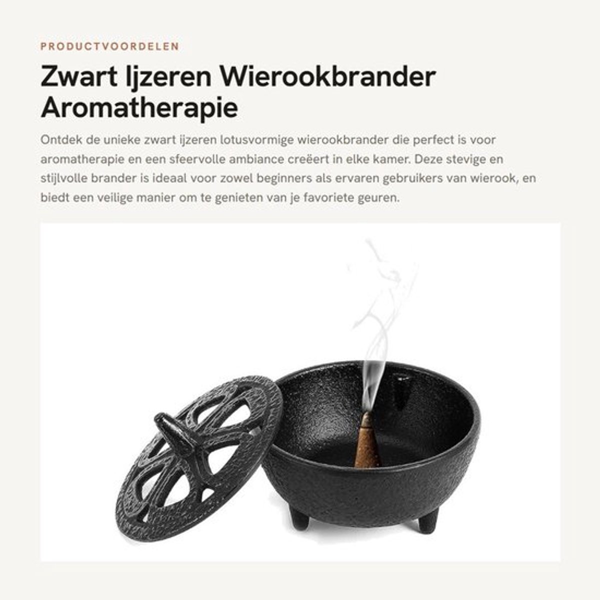 Wierookbrander Stevig - Lotusvormig - Duurzaam Gietijzer - Veilig Gebruik - Aromatherapie - Ideaal voor Elke Kamer - Aromatherapiebrander