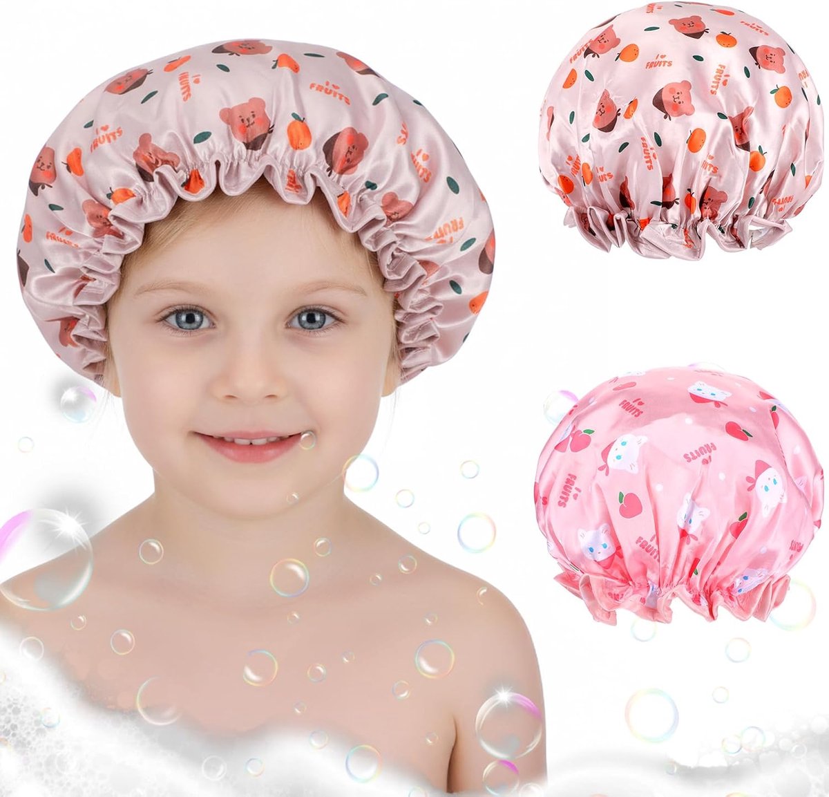 Kinderdouchekapjes 2-pack - dubbellaags waterdicht - elastisch - ideaal voor lang haar - ShopVlot