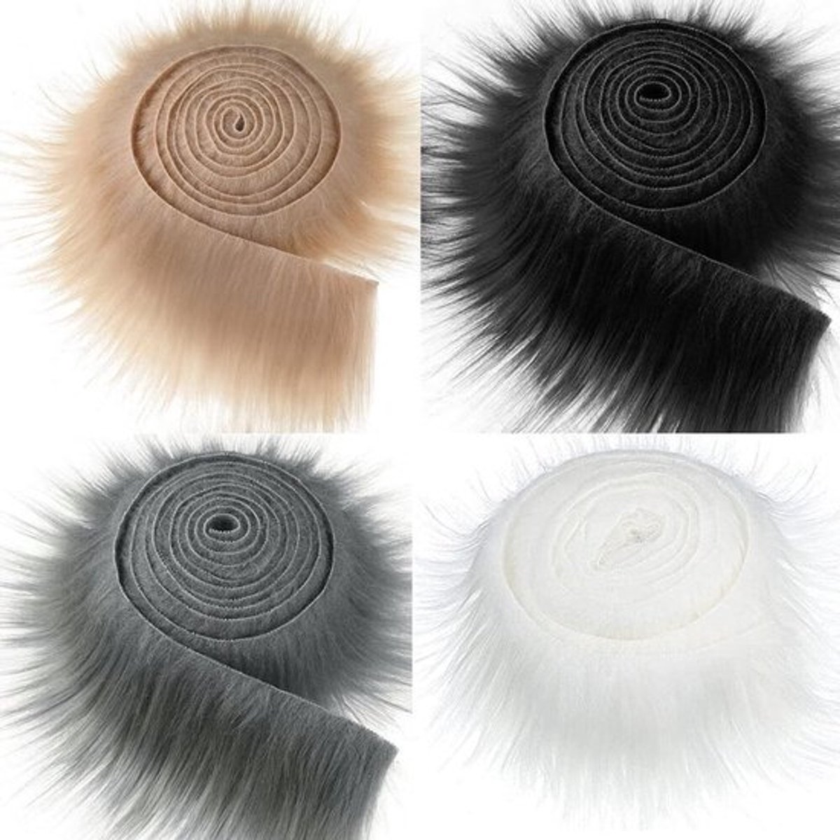 Nep Bont - 4 Stuks Decoratieve Band - Kunstwol - Zacht en Fluffy - 5 cm x 150 cm - Perfect voor Gnome Kostuums - Decoratieve Lint