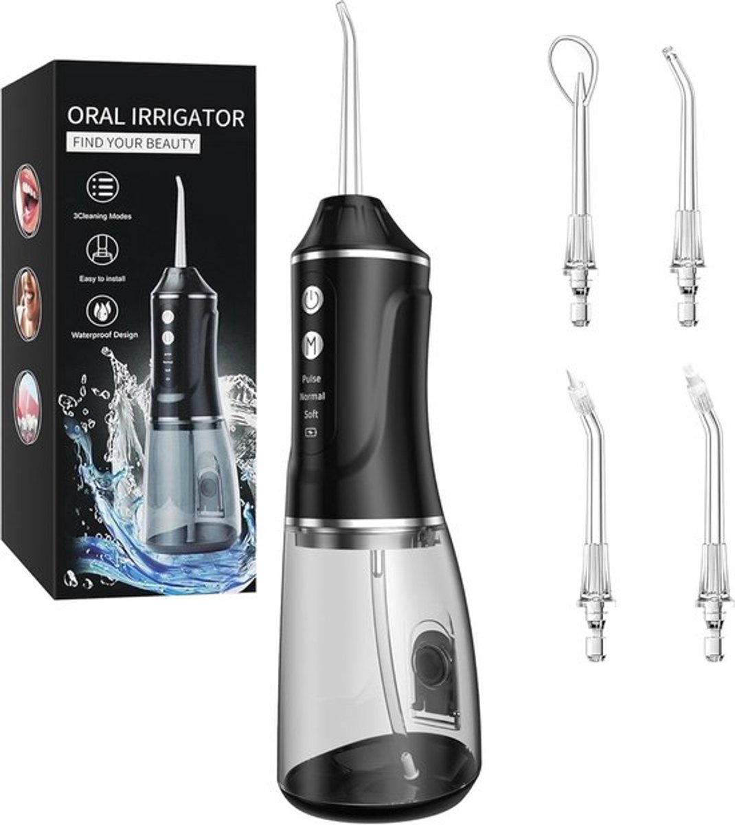 SnelShoppen - Draadloze Monddouche Waterflosser 380 ml, 3 Modi, IPX7 Waterdicht, USB Oplaadbaar, Ideaal voor Thuis en Reizen, Innovatieve Tandreinigin
