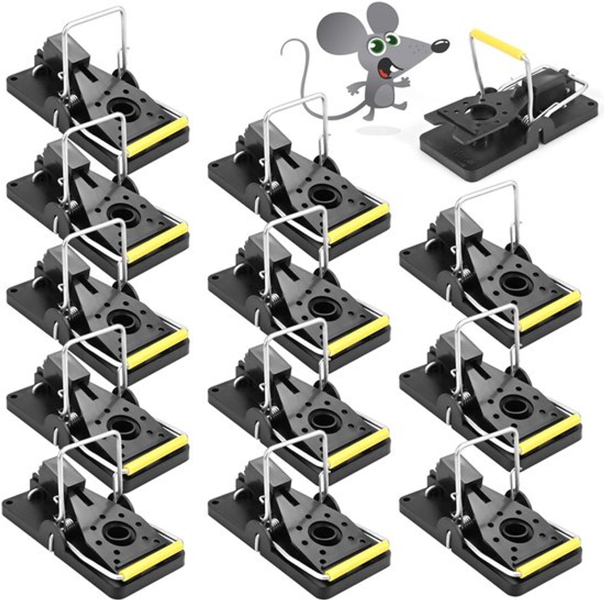 Muizenval herbruikbaar - Professionele muizenvallen - Set van 12 stuks - Geschikt voor muizen/ratten - Hoogwaardige afwerking - 9,8 x 4,8 x 5,7 cm - Ongediertebestrijding