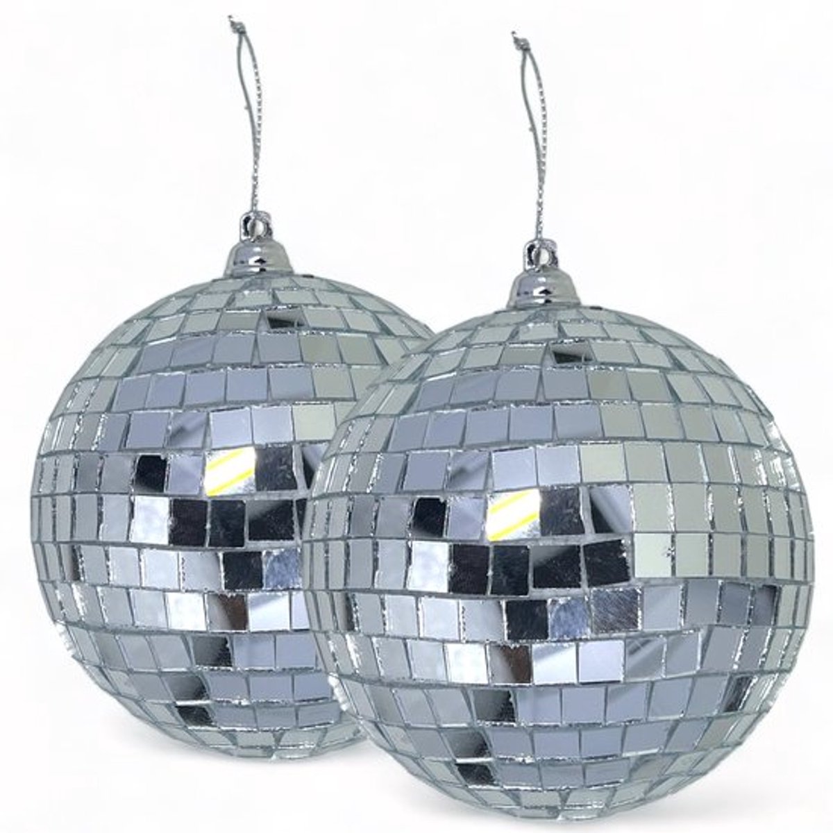Discoballen 10 cm - Set van 2 - Decoratie - Kerstversiering - Woondecoratie - Zilver - Ele