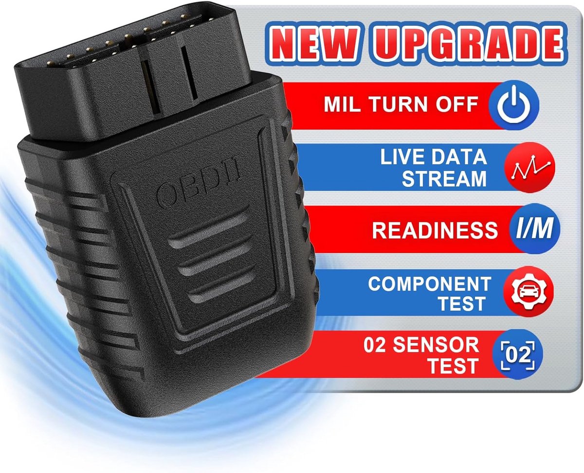 SnelShoppen - OBD2 Bluetooth 5.0 Draadloze Auto Diagnose Scanner voor Auto en Motor - Engine Fault Code Reader, ABS/SRS/Testfunctie, Geschikt voor iOS