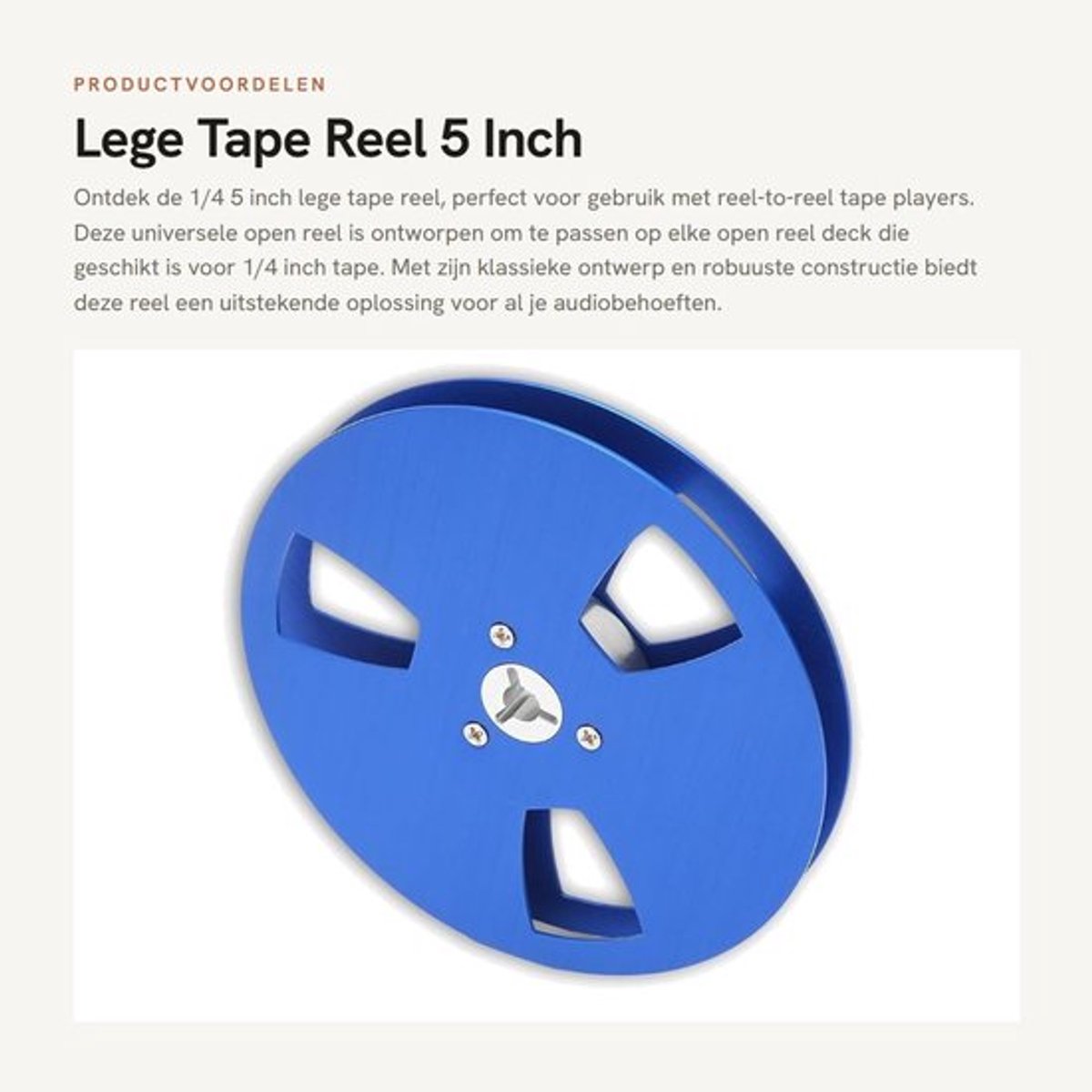 Bandreel 1/4 Inch - Aluminium Legering - 3 Gaten - Geluidsopname - Schokbestendig - Roestvrij Stalen Schroeven - Verbeter Geluidskwaliteit - Tape Reel