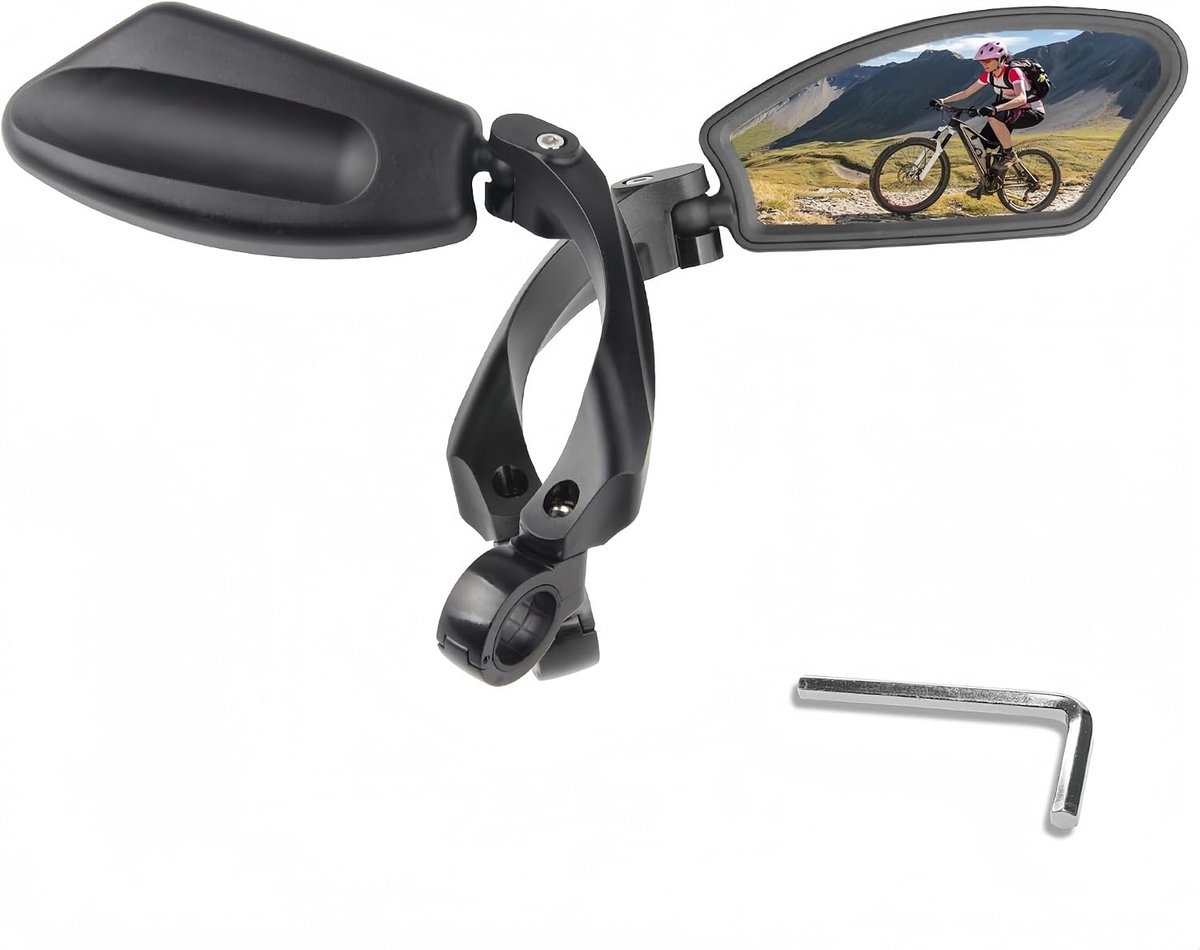 Tolvia Fietsspiegel Set 2 Stuks - Fietsspiegels met Verlengde Steel - 360° Verstelbaar - HD Bolglas - Universeel voor E-bike, Mountainbike, Stadsfiets & Racefiets