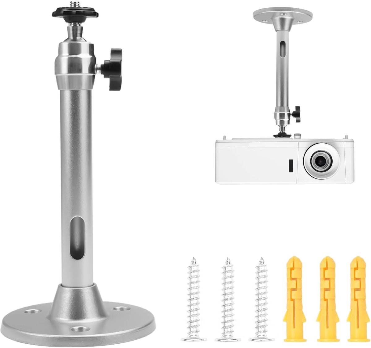 SnelShoppen - Universele aluminium projectorhouder, 360° draaibare plafondmontage voor mini projectoren, digitale camera's, camcorders en bewakingsapp