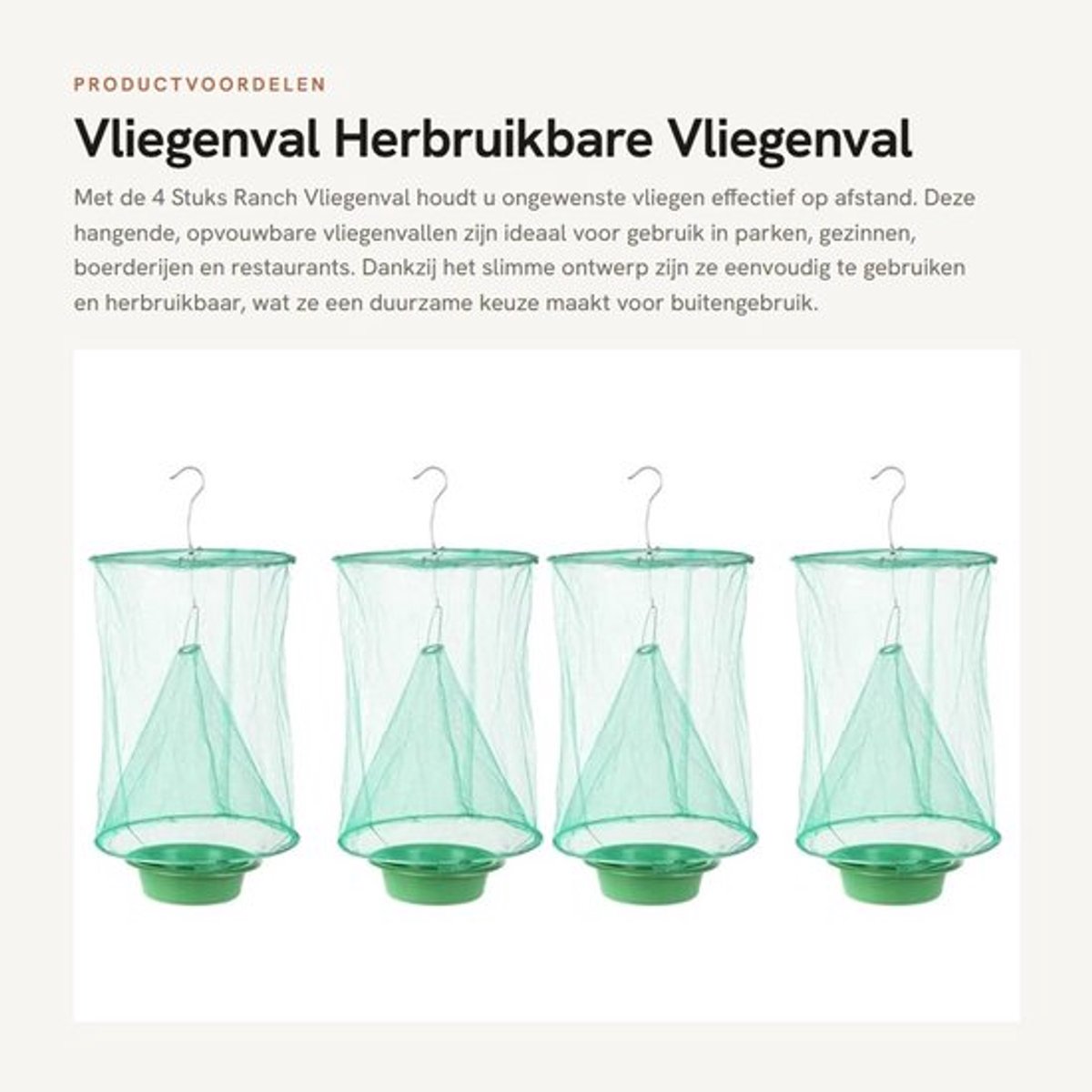 Vliegenval Herbruikbaar - 4 Stuks - Opvouwbaar - Buiten Vliegenval - Voor Parken en Boerderijen - 24 x 33 cm - Vliegenvanger