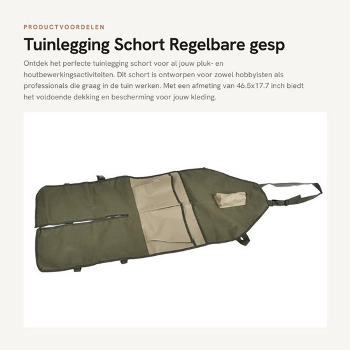 Tuinschort Regelbare Gesp - Tuinleggingschort - Beenbescherming - Opbergzakken - Geschikt voor Houtbewerking - Effectieve Dekking