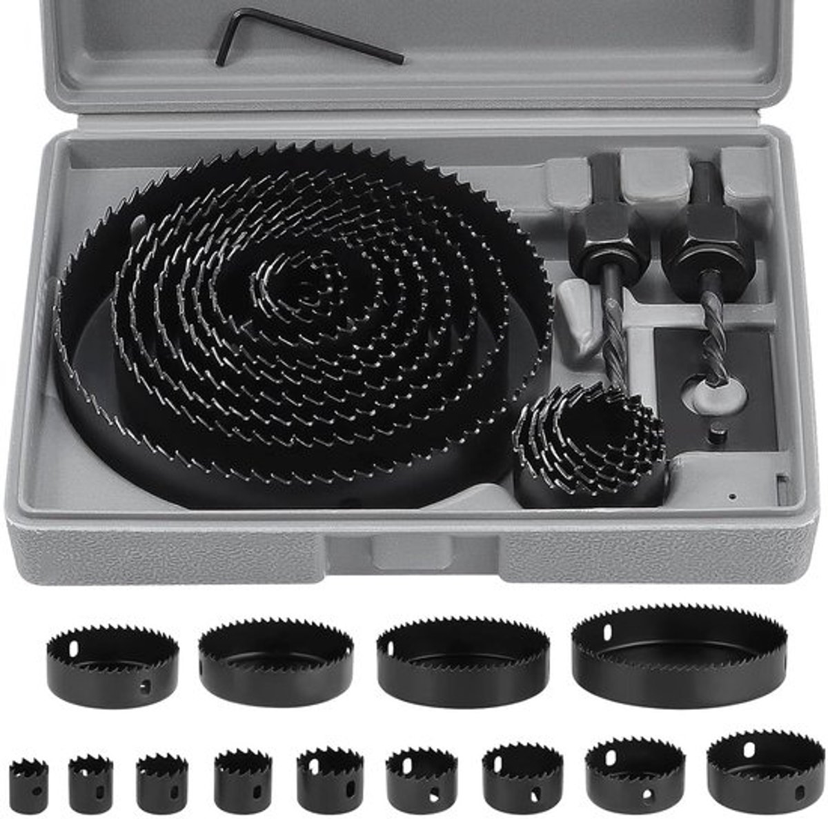 20-delige set gatenzagen koolstofstaal 19-127 mm - Hout Gipsplaat Gipsplaat