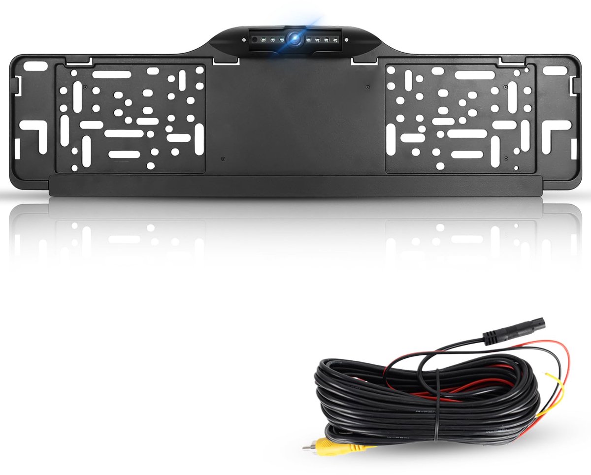 SnelShoppen - Kentekenplaathouder met Achteruitrijcamera 150° HD, Waterdicht IP67, Nachtzicht, 12V Auto Camera, Brede Kijkhoek, Autonummerplaathouder