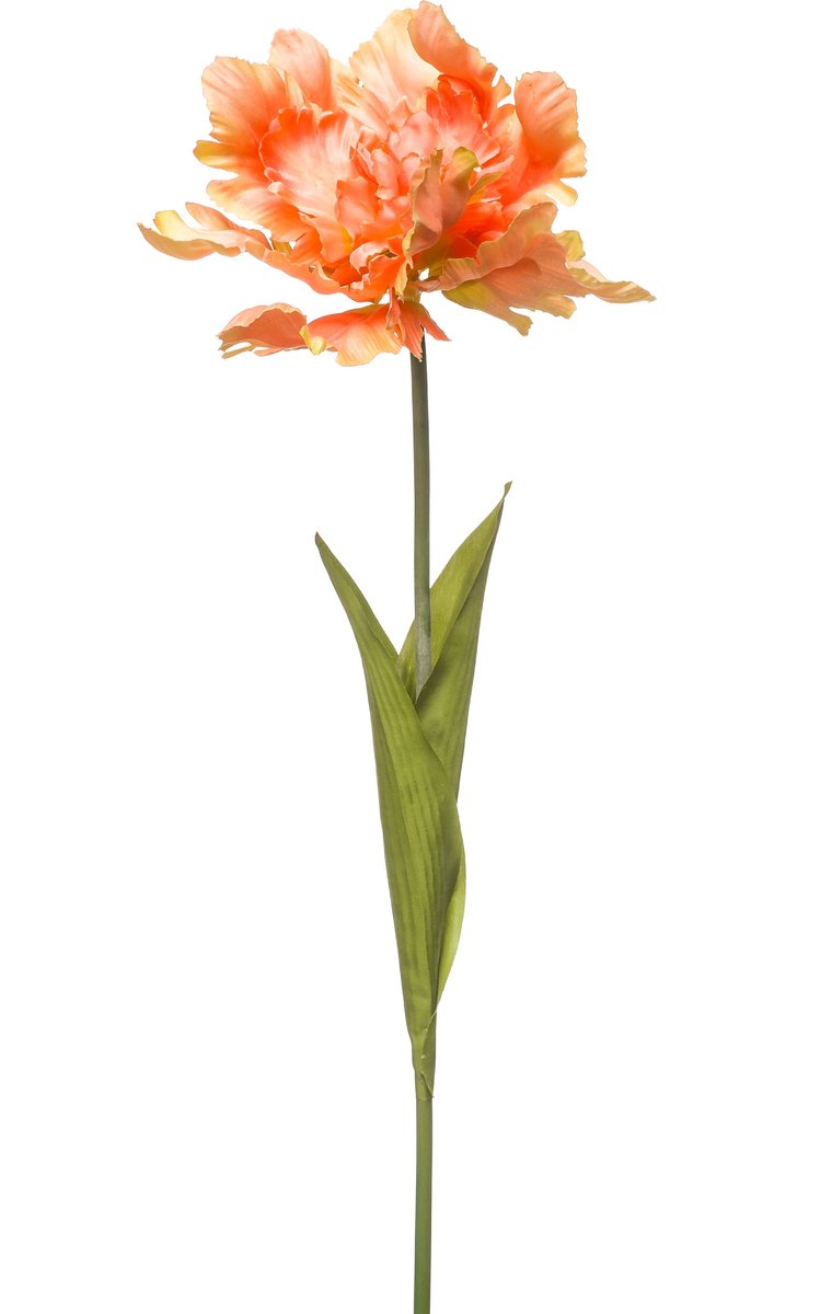 Emerald Kunstbloem Tulp Parrot 68cm oranje - Kunstplant voor binnen
