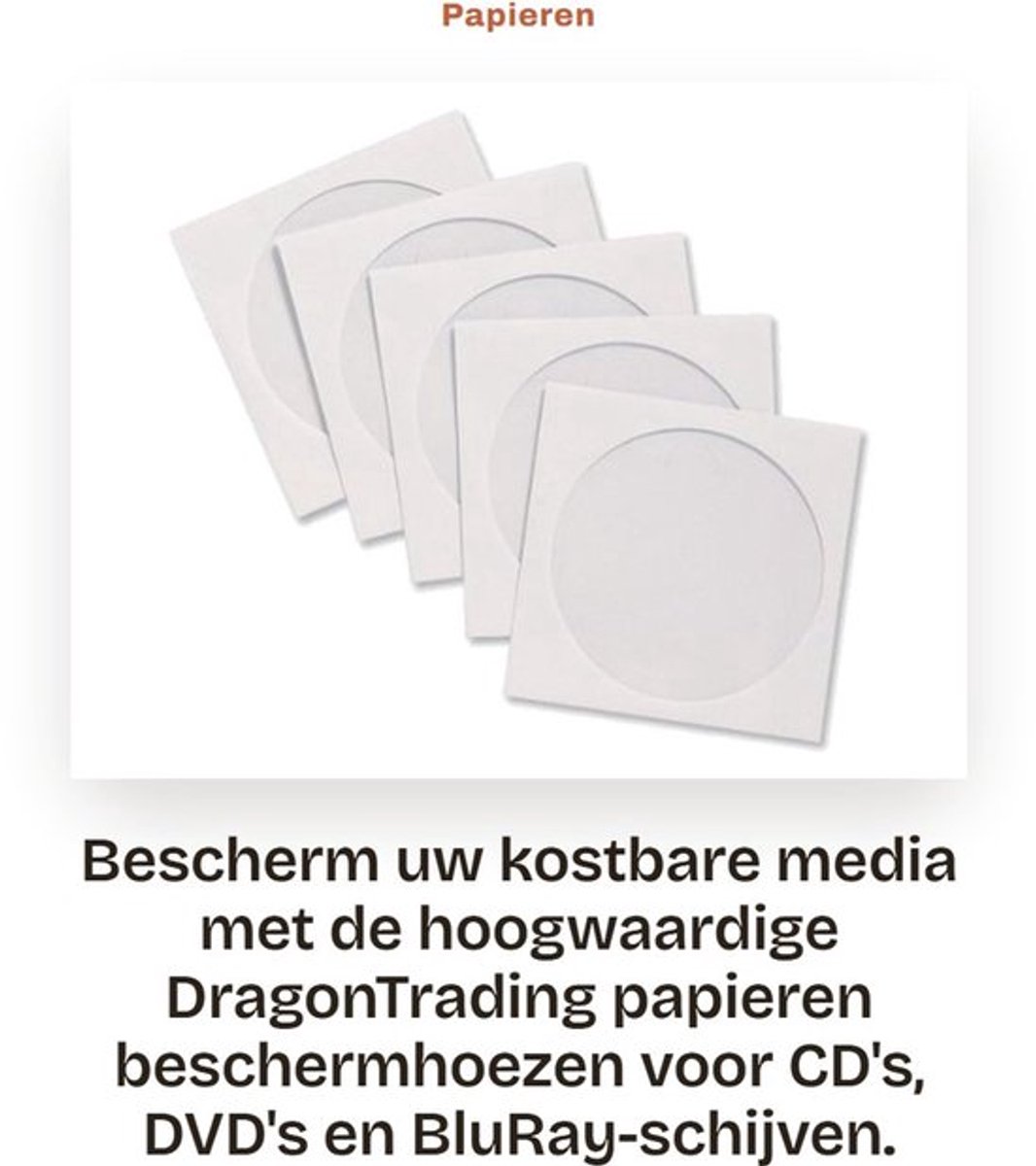 Beschermhoezen Hoogwaardige Kwaliteit - CD/DVD/BluRay Hoesjes - 25 Stuks - 128 x 125 mm - Bescherming Tegen Stof/Scratches - Wit Papier met Venster - Cd Hoes