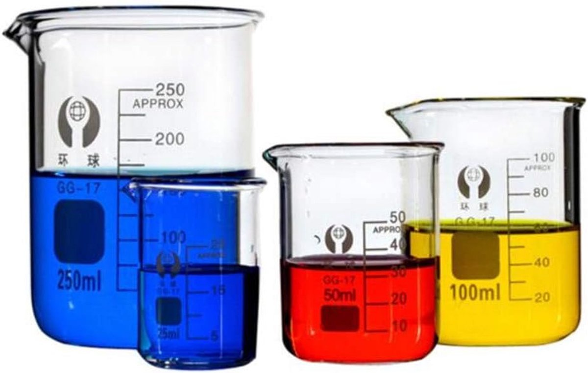 TuToy 5Pcs 5Ml 10Ml 25Ml 50Ml 100Ml Bekerglas Set Hoge Temperatuur Bestand Glas Bekerschaal Borosilicaat Glas Beker - ShopVlot