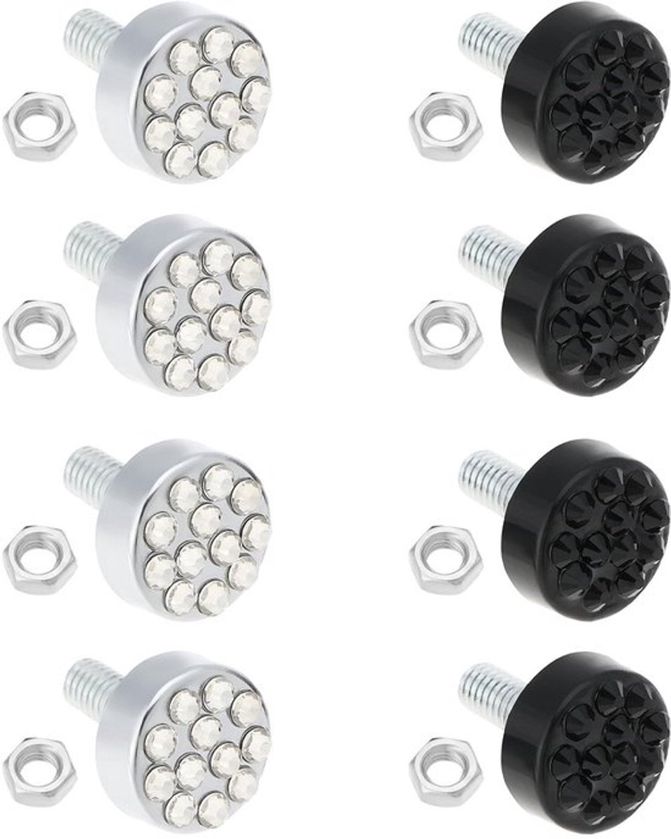 Schroeven Set van 2 - Diefstalbeveiliging - Kentekenplaatschroeven - Glanzend - Diamanten - Roestbestendig - Kentekenplaatbevestiging