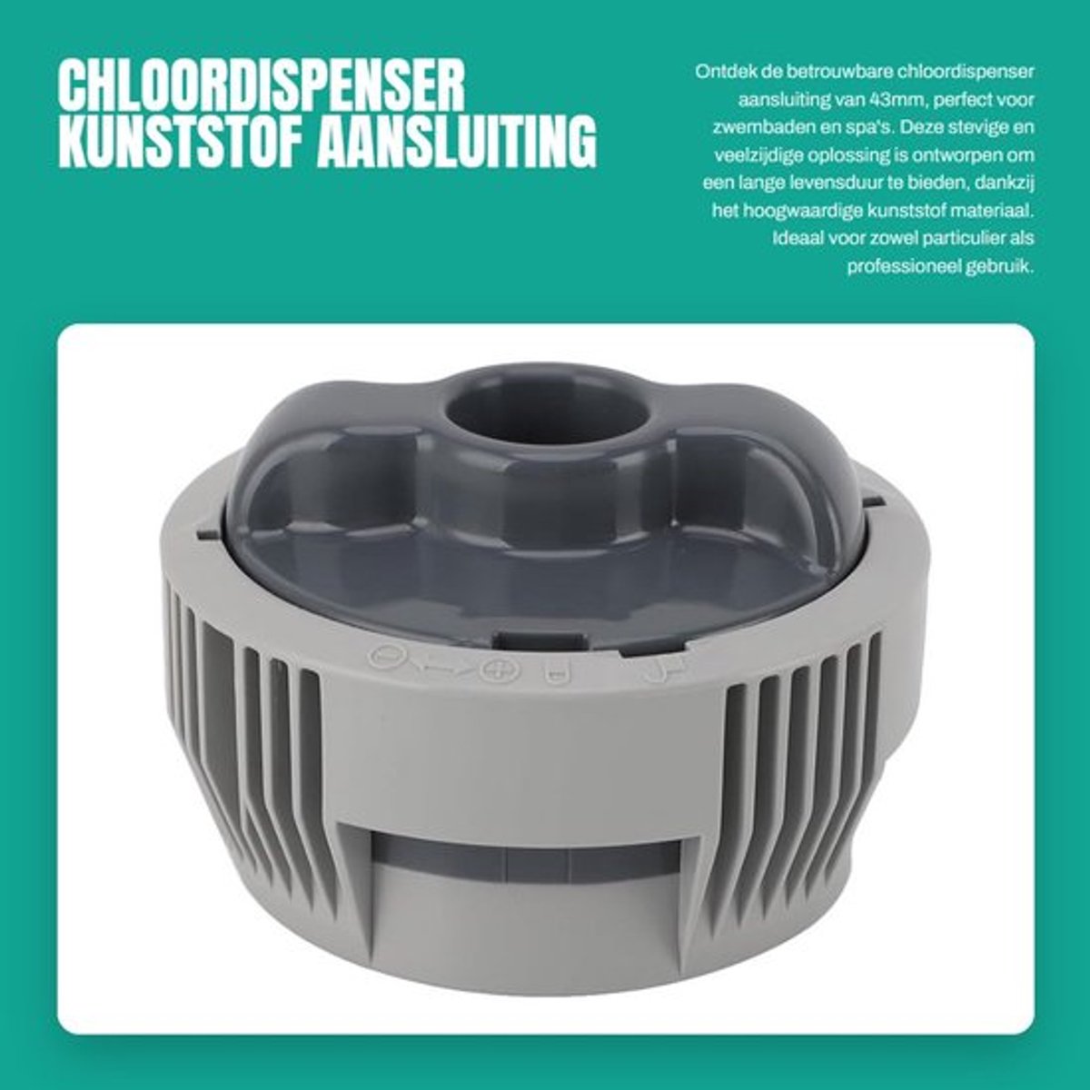 Chloordispenser Stevig Kunststof - Aansluiting 43mm - Vervanging P03821 - Geschikt voor Zwembad - Eenvoudige Installatie - Duurzaam Gebruik - Zwembadaccessoire