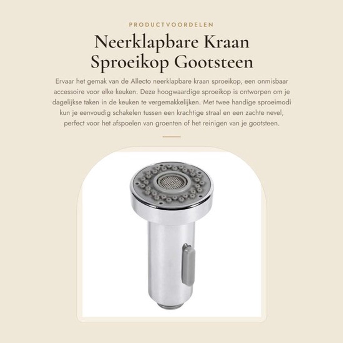 Sproeikop Neerklapbaar - Gootsteen Sproeikop - 2 Modi Sproeier - Verchroomd - Hoogwaardige Kwaliteit - Veiligheid Gegarandeerd - Keukenkraan