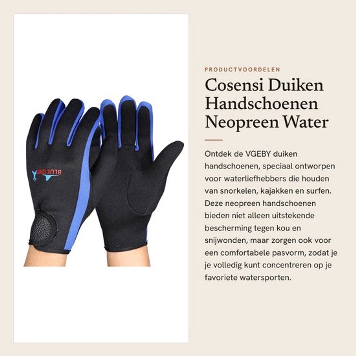 Duikhandschoenen Neopreen - Snorkelen - Kajakken - Surfen - Water Sport - Antislip Grip - Watersporthandschoenen