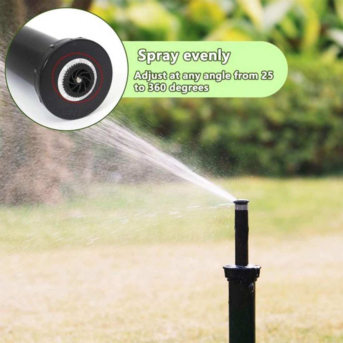 Sproeier 360 Graden Bereik - Telescopische Sproeier - Intrekbare Gazonsproeier - Tuinirrigatie - Radius 4 m - Zwart - Sprinkler