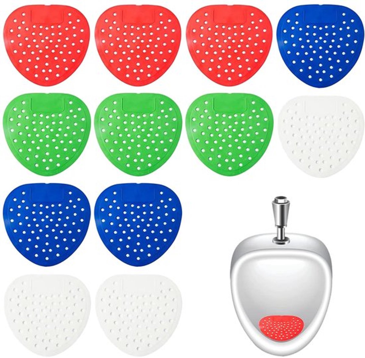 Urinoirzeef 12 Stuks - Spatbeschermingsmat - Urinoir Inzetstuk met Geur - Geschikt voor Toiletten - PVC - 19,5 x 18 cm - Urinoirinzetstuk