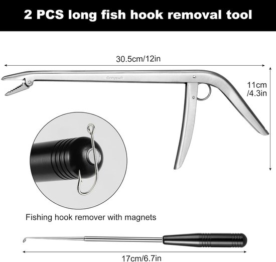 SnelShoppen - 2 Stuks/2 Types Draagbare Haakontkoppelaar Vistuig Onthaak Pliers 12" & 6.5" Stevige Haakontkoppelaar Voor Vissen Met Magneten Haakverwi van Snelshoppen — afbeelding 5