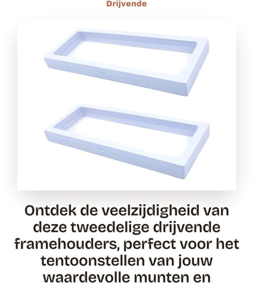 Framehouder 2-delig - Drijvende 3D-showbox - Sieradenhouder - Vitrine - PET-ophanging - 230 x 90 mm - Wit - Sieradenvitrine
