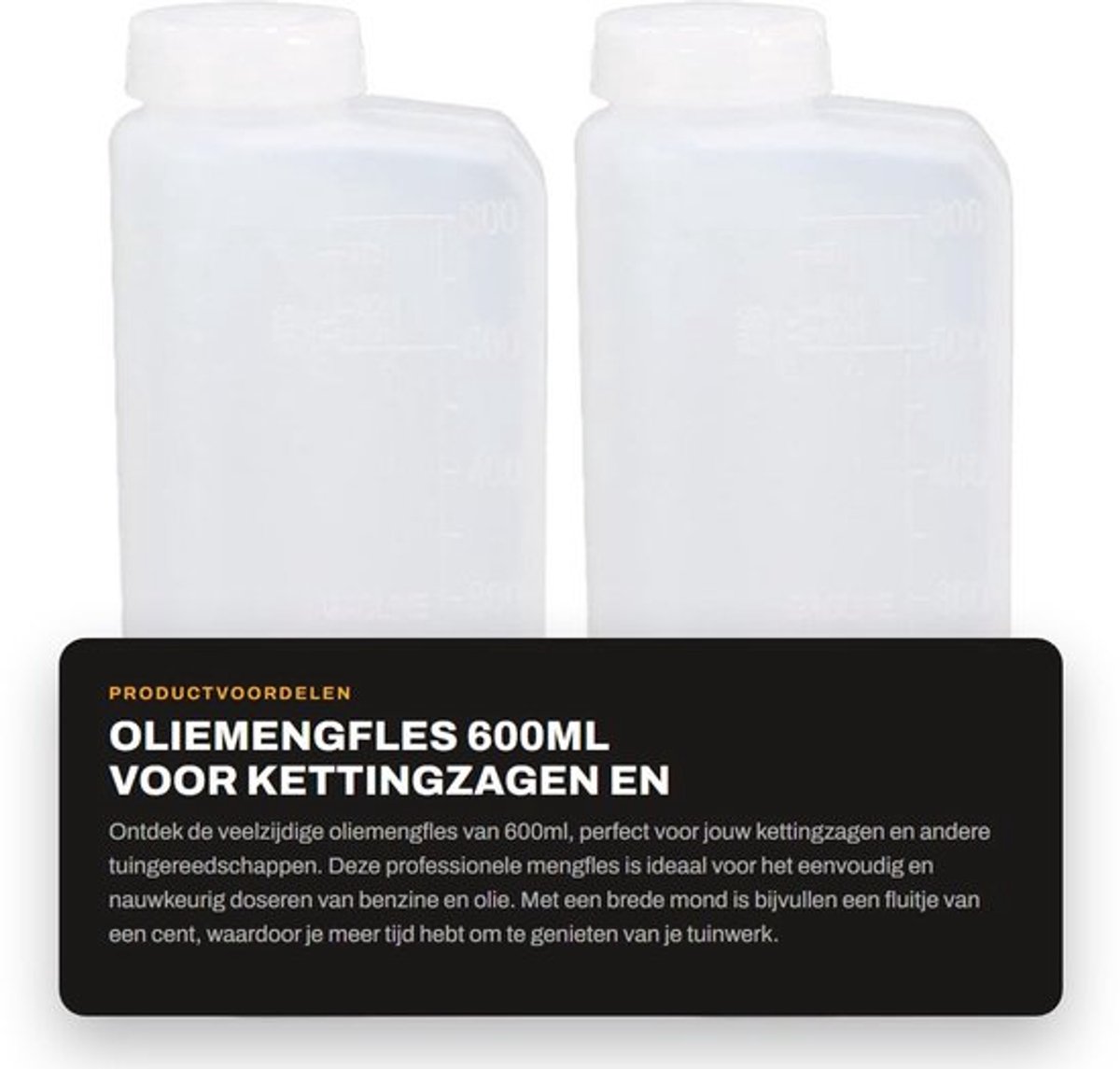 Oliemengfles 600ml - Benzine Fles - Brandstoffles - Geschikt voor Kettingzagen - Nylon Kunststof - Professioneel Mengresultaat