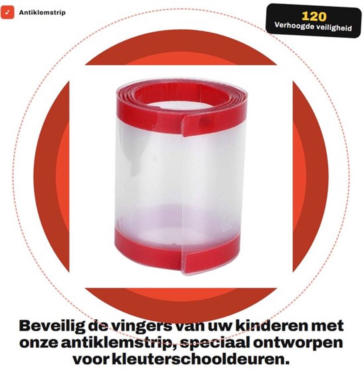 Antiklemstrip 120x10cm - Deurknelbeveiliging - Veiligheidsdeurscharnier - Voorkomt vingers - Polypropyleen - Transparant - Deurklembeveiliging