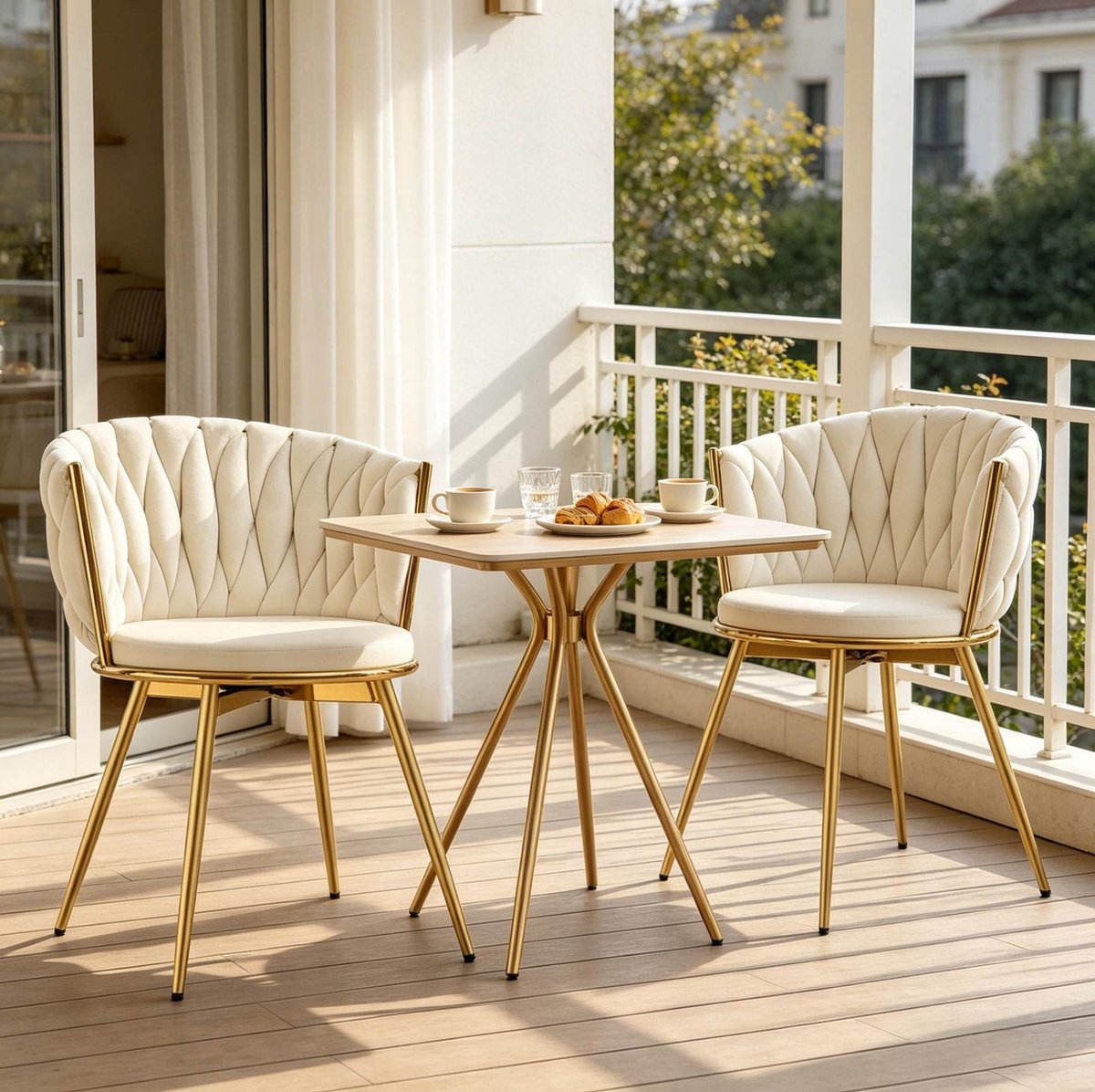STILVORA Eetkamerstoel 60,5 Cm - Draaibaar Comfort Met Gepolsterde Rugleuning - Set Van 2 Voor Eetkamer En Woonkamer - Velvet Beige