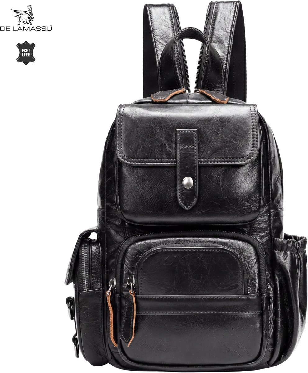 DE LAMASSU® Leren Rugzak Unisex Echt Leer Rugtas Casual Werktas Schooltas Reisrugzak Dagrugzak 18 Liter