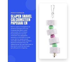 Slijpsteen - Kauwspeelgoed voor vogels - Tandenslijpsteen - Mineraal - Afmetingen 21 x 4 cm - Lichtgrijs