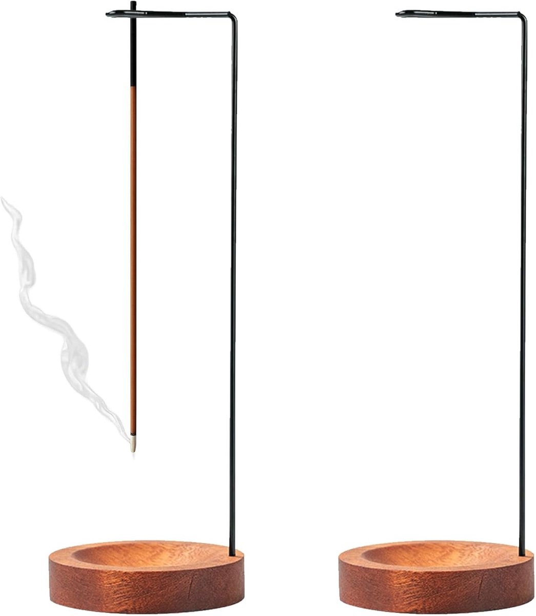 Houten wierookstokjeshouder set van 2, ideaal voor yoga, meditatie en aromatherapie in huis