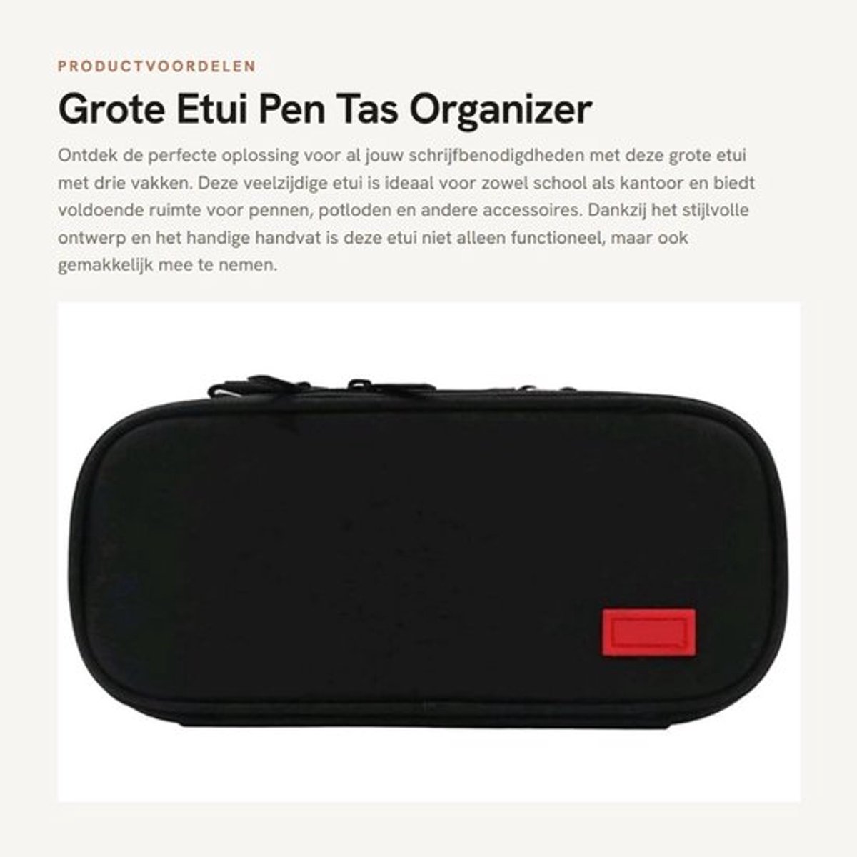 Etui Grote Capaciteit - Etui met 3 Vakken - Pennenzak - Organizer - Make-uptas - Handvat - Canvas Materiaal - Pencil Case