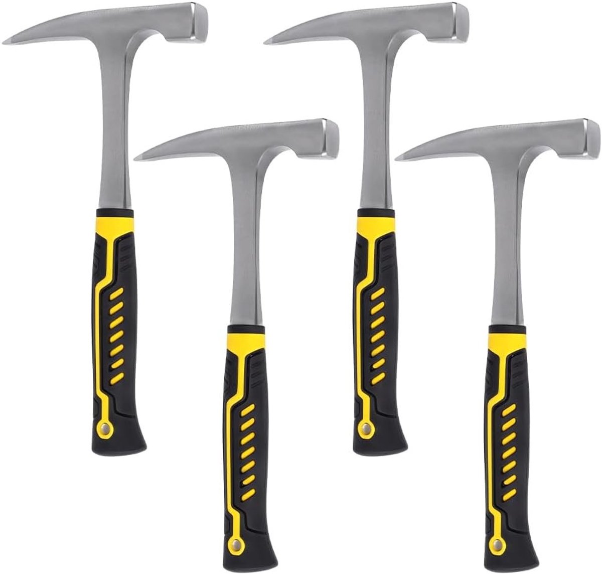 4 Stuks Geologie Hamer Set, 32 cm Stalen Steenhamer met Puntige Tip voor Mijnbouw, Geologische Prospectie en Kamperen
