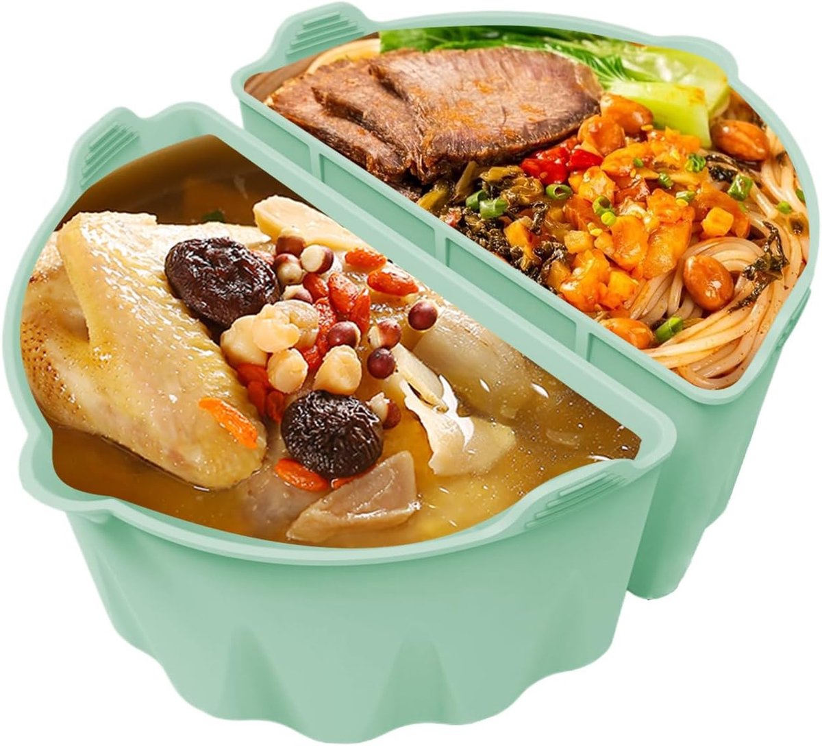 Slow Cooker Liner - Dubbel Kook Systeem - Twee Maaltijden Koken - Geurvrij en Hittebestendig - 6-8 QT - Lichtgroen