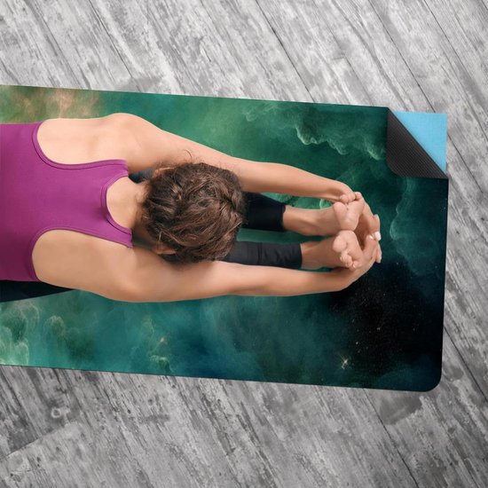 Yogamat handdoek - Antislip doek - Warme yoga - Sneldrogend materiaal - 180 x 60 cm - Groene melkweg van Yogamat — afbeelding 5