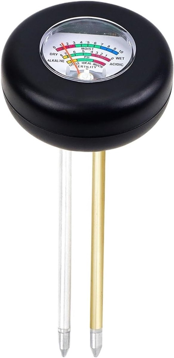 Bodemmeter PH Vruchtbaarheid - Bodem Analyse - Planten Verzorgen - Dubbele Metalen Probe - 12 cm Probe - Zilver