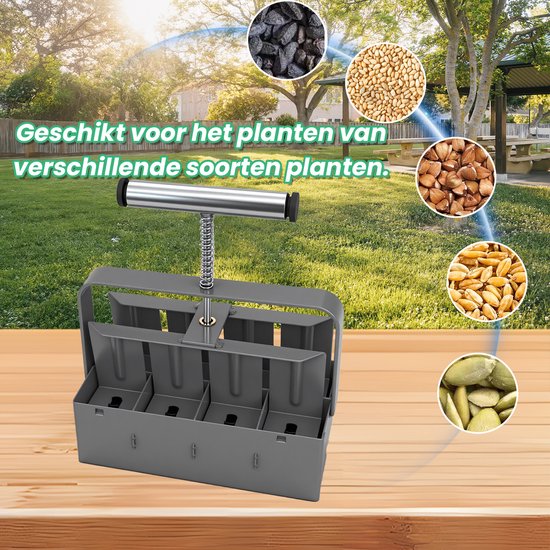 Handmatige grondblokkenpers - 8 blokken per keer, 2 inch, 4-vormige mal voor zaaien en stekken — afbeelding 5