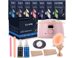 Luxuriq® Professionele Wax Apparaat - Inclusief 700 gram Hard Wax Bonen - Wax Beans Verwarmer - Wax Heater - Ontharing Set - Wax Set - Harsontharing - Waxverwarmer - Pre & After Wax - Siliconen Wax Sticks - Harsapparaat - Roze
