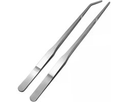 Voedingspincet Reptielen - Voederpincet Aquarium - Huisdieren Voeren - Gekarteld Anti-Clip Uiteinde - 27 cm - Zilver