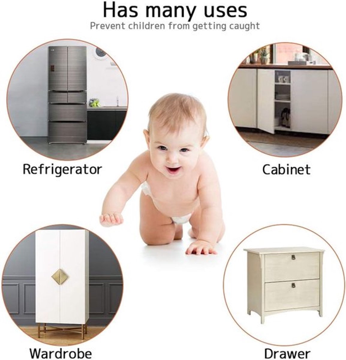 10 stuks - Kastsloten Zelfklevend - Kinderslot Kastjes -Kinderbeveiliging - kast- & ladebeveiliging - wit - lade slot - baby slot - Beveiligingsset - Baby proof - kinderslot baby - Kastbeveiliging voor kinderen - Kinderslot Lade - Kinder Slotjes – foto 4