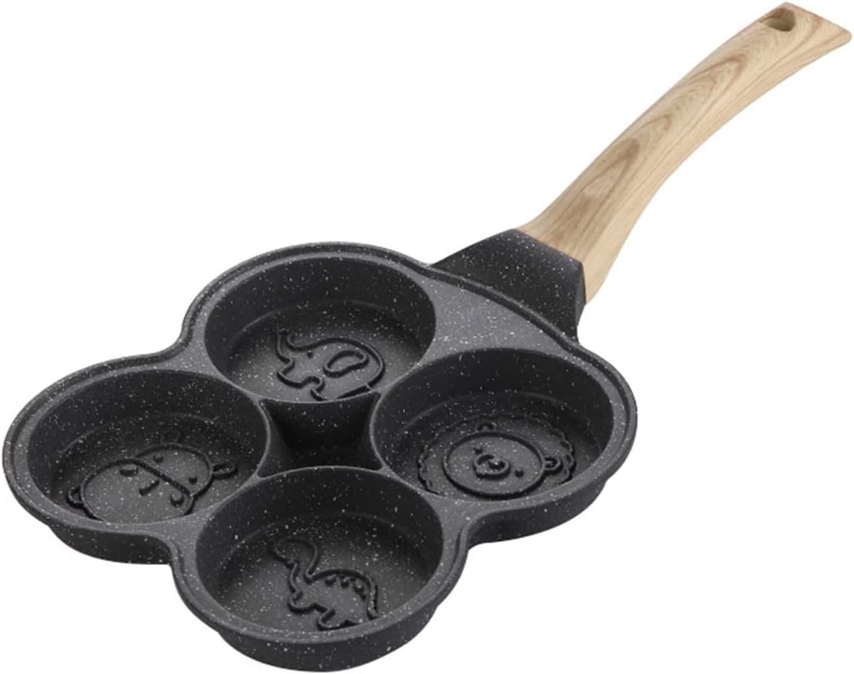 Pannenkoekenpan Met 4 Kopjes - Omeletpan Eierkoker - Ontbijt Maken - Antiaanbaklaag Keramisch - Niet gespecificeerd - Zwart