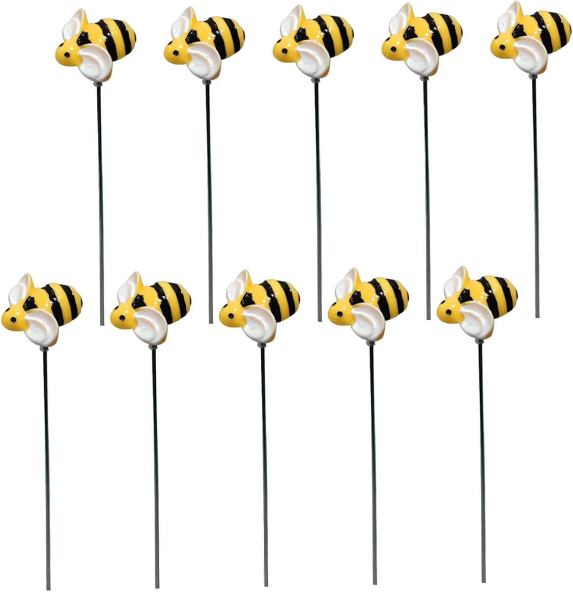 Bijen Tuin Decoratie - Tuinstekers Decoratief - Buiten Decoreren - Weerbestendig PVC - 10 stuks - Geel