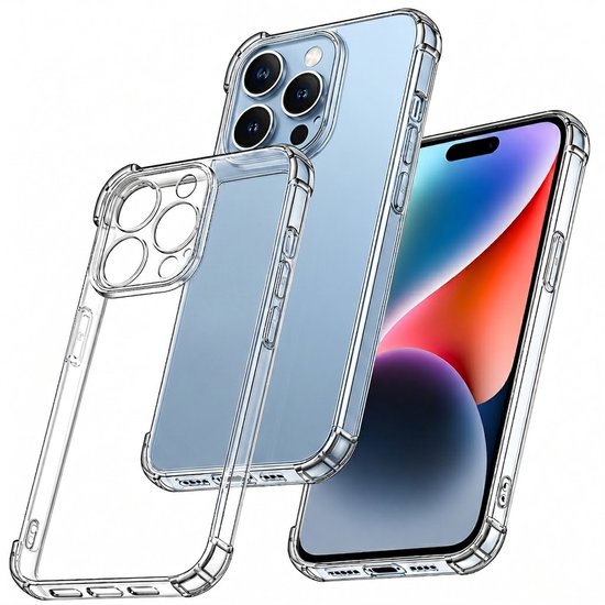 YSONIC Anti Shock Hoesje Geschikt voor Apple iPhone 15 Pro Transparant - Siliconen Shock Back Cover Case
