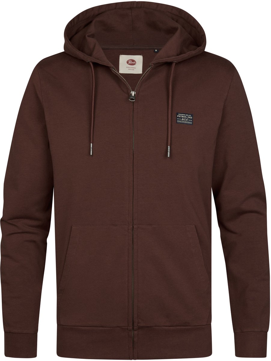 Petrol Industries - Heren Katoenen hoodie met rits stonepoint - Bruin - Maat XXXL