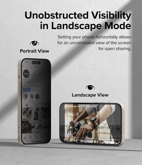 Ringke Apple iPhone 15 Plus Protecteur d'écran Confidentialité Tempered Glass 9H