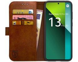 Rosso Element Book Case Wallet Hoesje Geschikt voor Xiaomi Redmi Note 13 Pro 5G / Poco X6 | Portemonnee | 3 Pasjes | Magneetsluiting | Stand Functie | Bruin