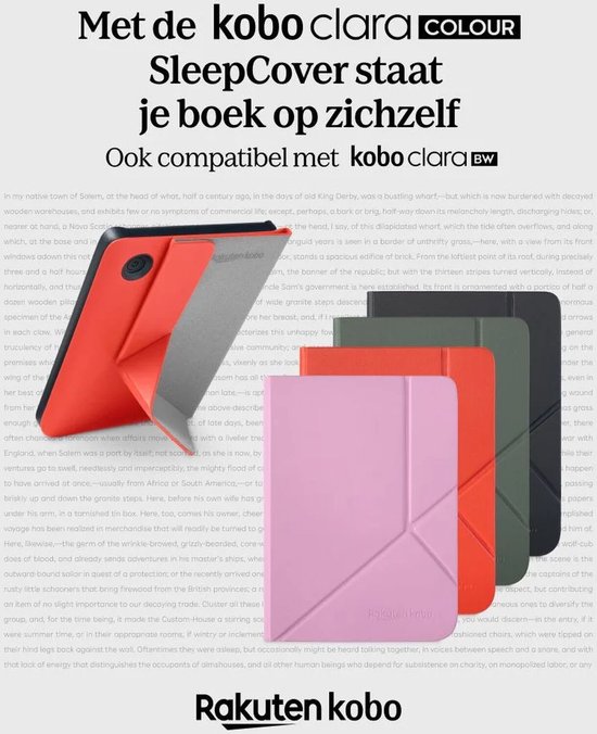 Kobo Clara Colour / BW Hoes voor eReader - SleepCover - Rood - Ingebouwde standaard van Kobo — afbeelding 4