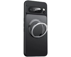 Hoesje Geschikt voor Google Pixel 8a - Compatibel met MagSafe - Back Cover met Ring Kickstand Standaard - Zwart