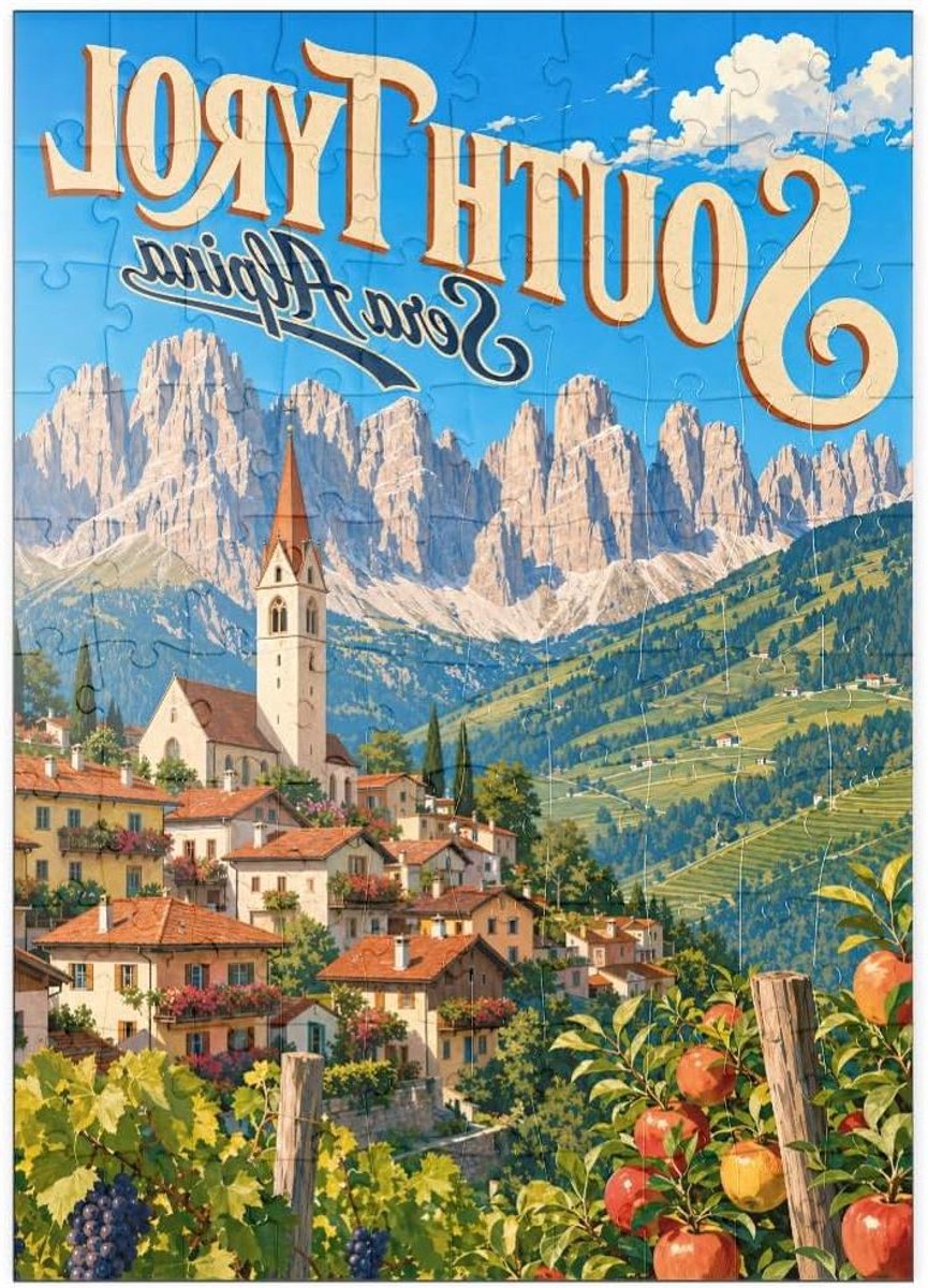 Bergdorpjes Puzzel - Jigsaw Puzzel - Ontspannen Tijdverdrijf - Hoge Resolutie Print - 100 Stukjes - Multicolor