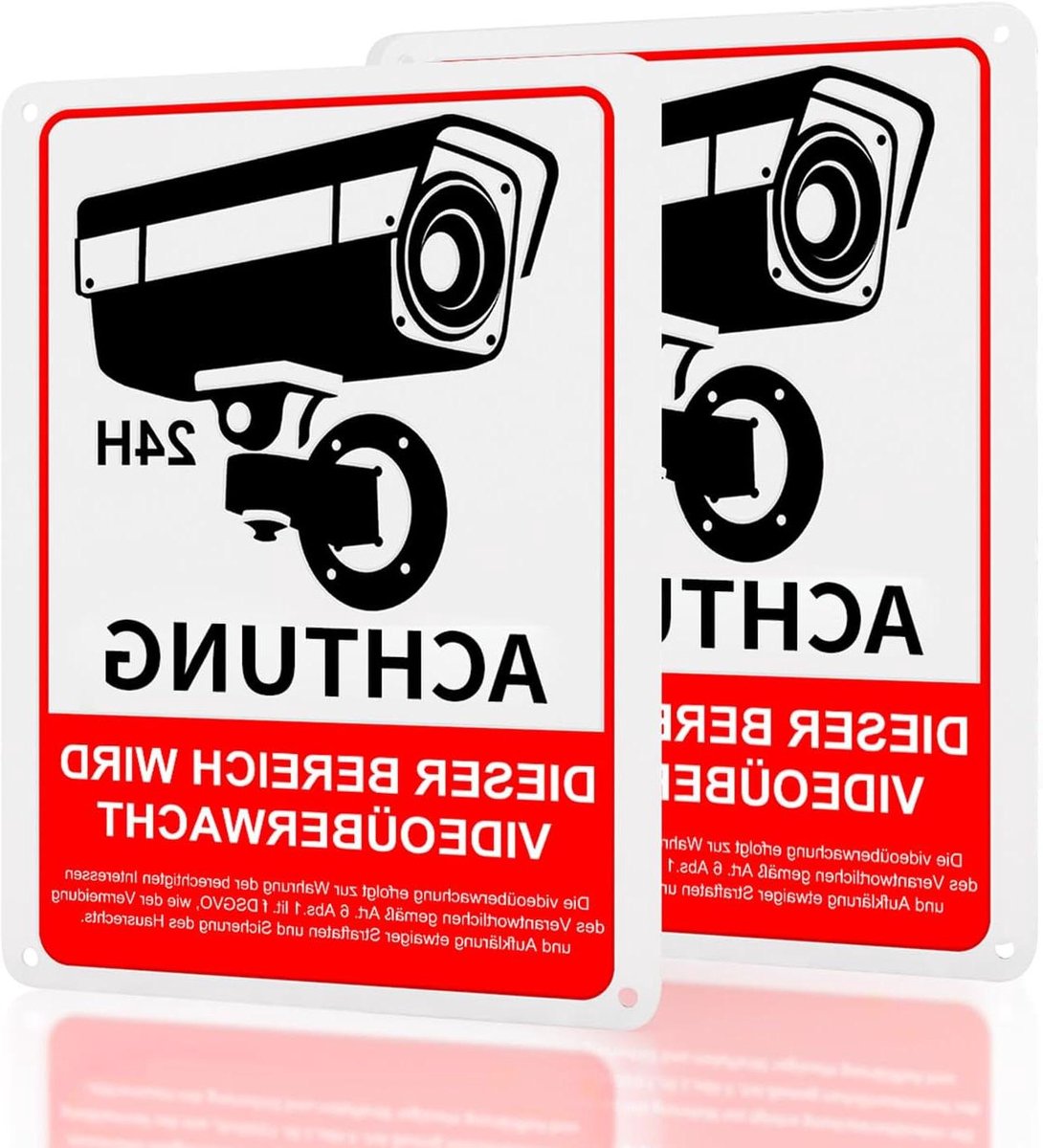 Camerabewaking Bord - Waarschuwingsbord Videobewaking - Beveiliging Huis - Met GDPR Opmerking - 18 x 25 cm - rood